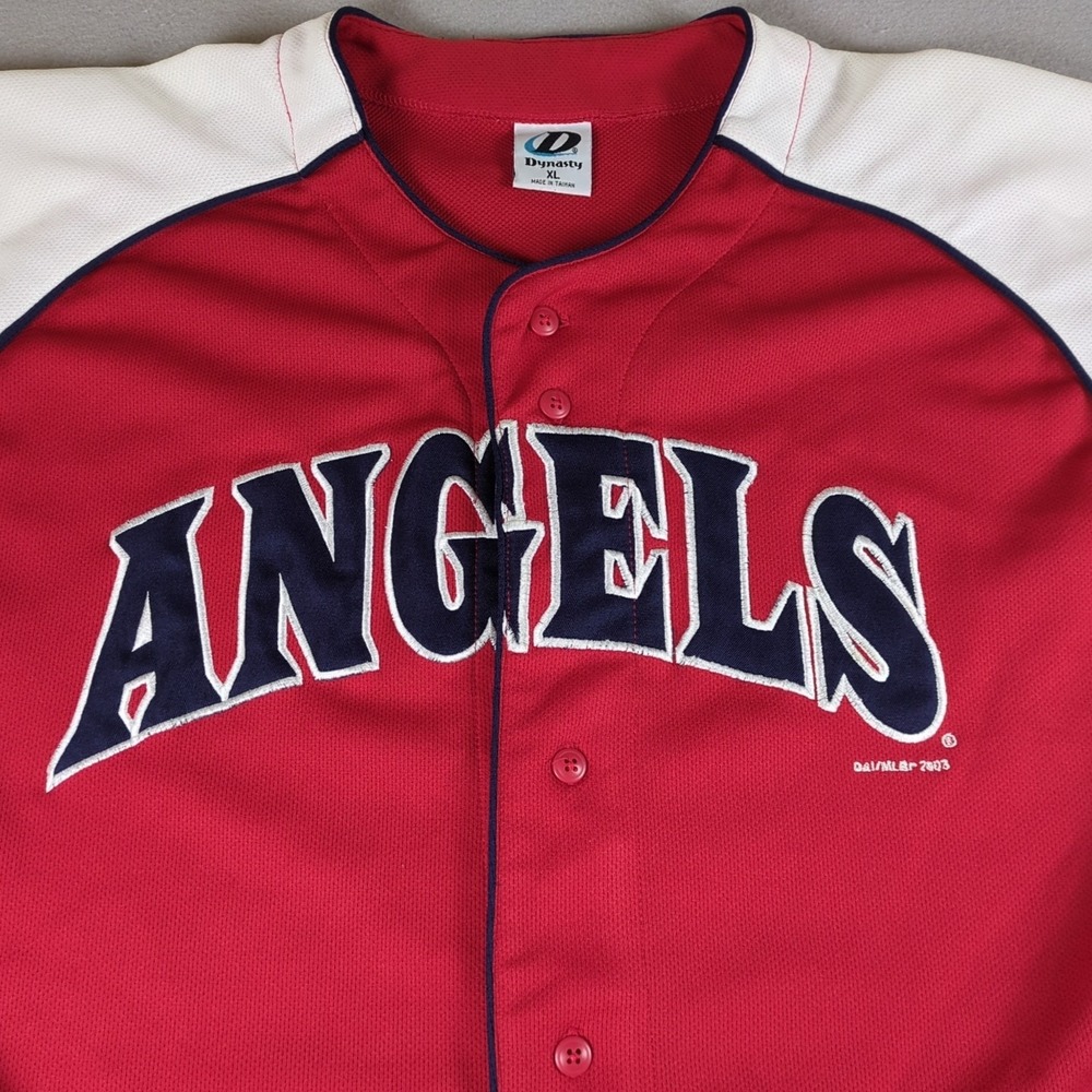 Vintage Dynasty Anaheim Angels Jersey Mens Extra Large Red White Embroidered - Picture 2 of 16